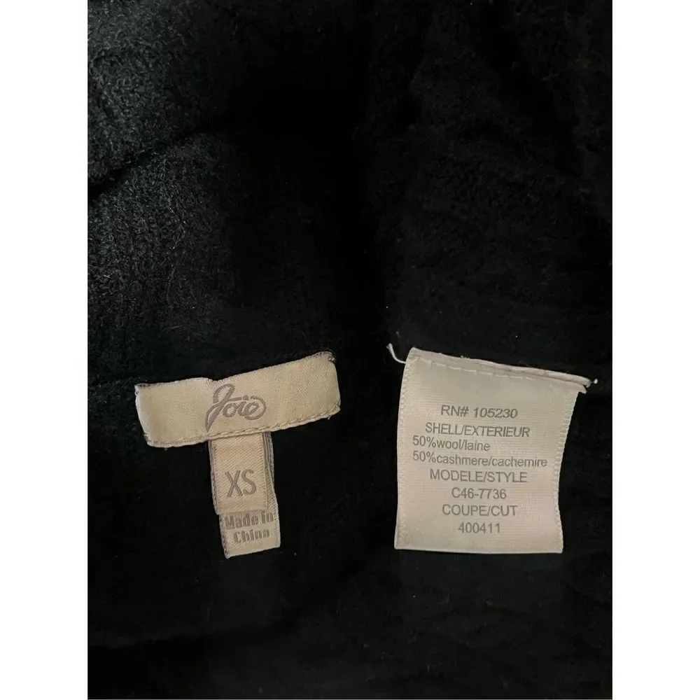 Joie Black Wing Sleeve Cowl Neck Wool & Cashmere Sweater Size XS